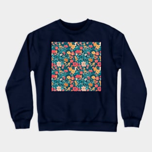 Dark blue and red flower pattern Crewneck Sweatshirt